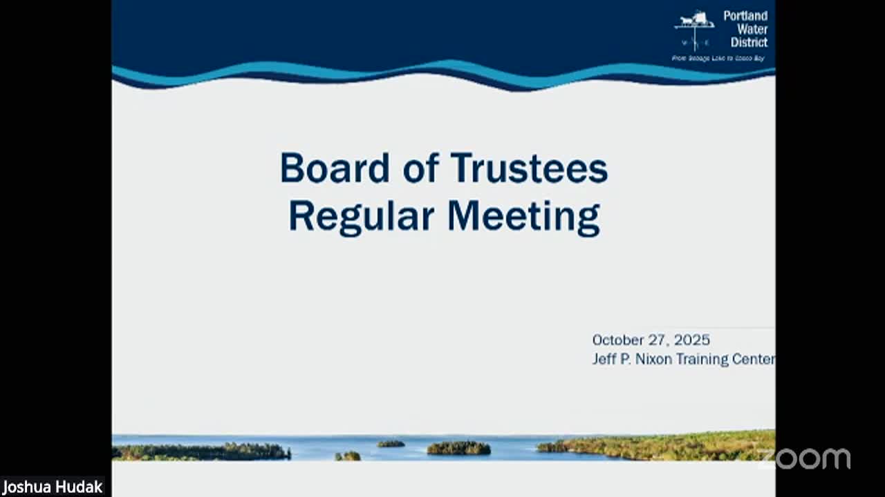Thumbnail image for Portland Water District Business Meeting - October 27 2025